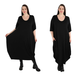 AKH jersey viscose ballon jurk apart stretch  zwart