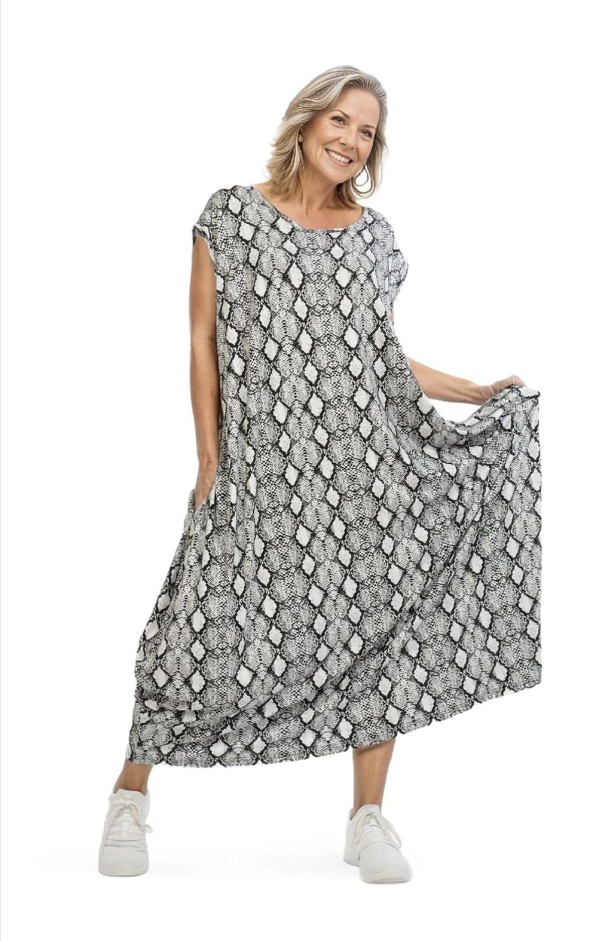 AKH oversized viscose A-lijn jurk /apart/stretch