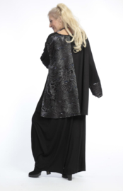 AKH oversized tricot viscose A-lijn tuniek/top apart stretch zwart