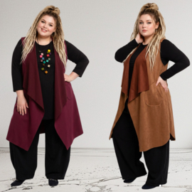 ITALIA MODA  oversized eco-suède mouwloose vest  stretch/in meerdere kleuren