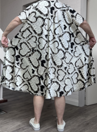 Naveed oversized viscose A-lijn jurk zwart/ecru