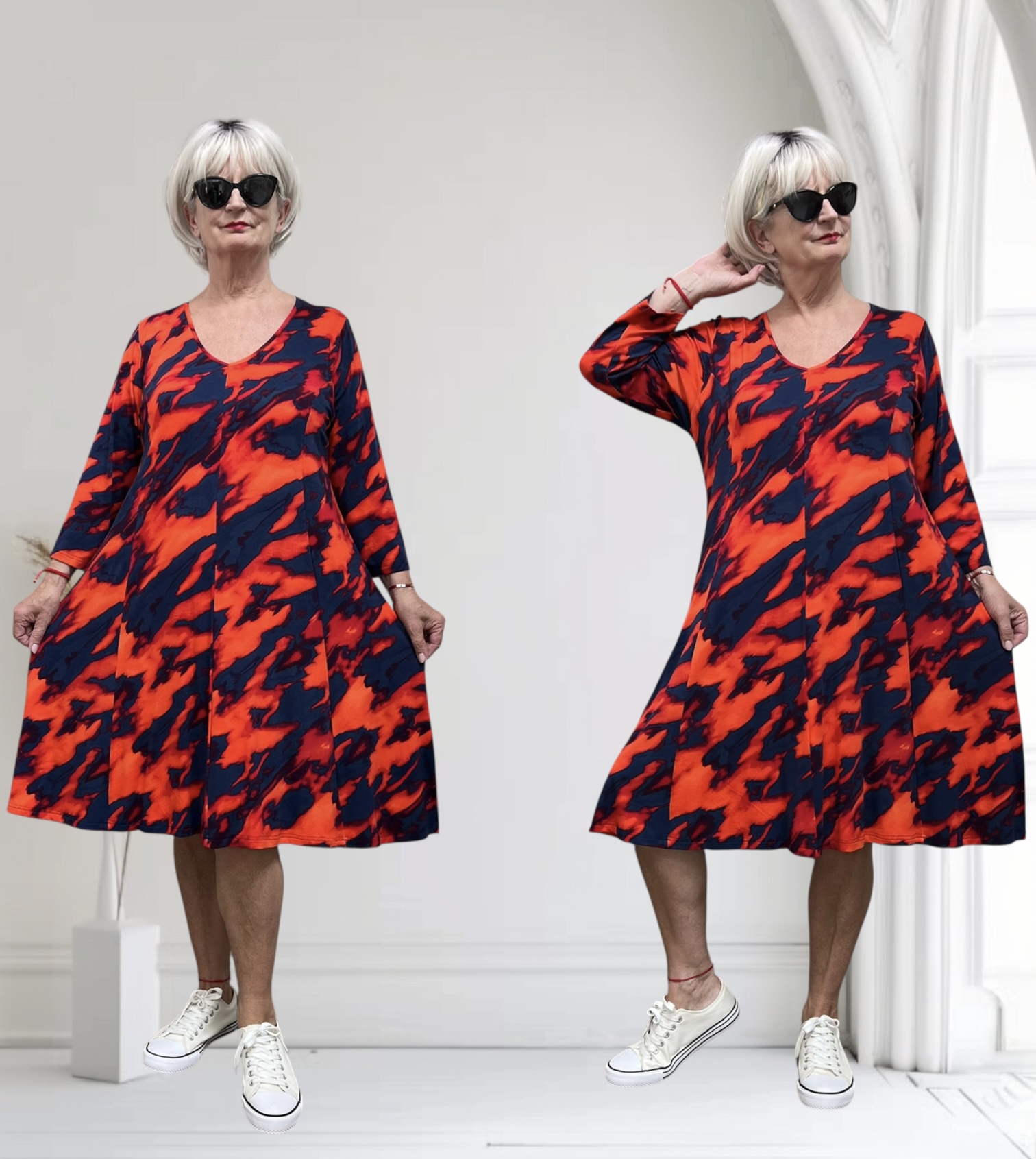 Ophilia viscose A-lijn jurk  stretch
