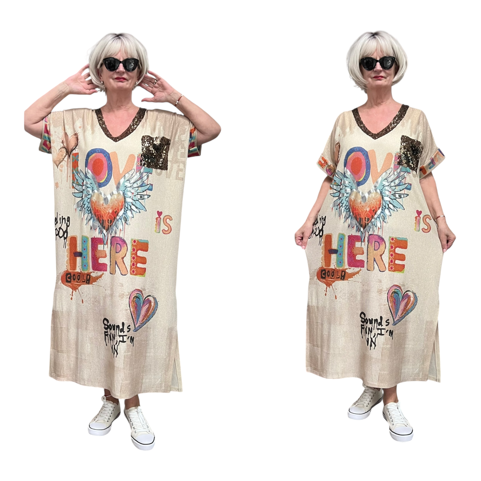 CHARME MODA oversized jurk met glitters stretch