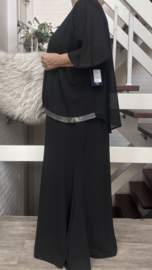 ITALIA MODA chiffon jurk + top met imitatie knoopsluiting achter/gevoerd/zwart