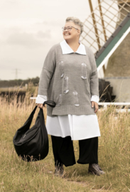 AKH oversized katoen mix gebreide top stretch/grijs