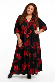 Vincenzo Allocca oversized viscose  BOHO A-lijn jurk apart/zwart