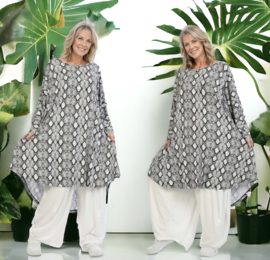 AKH oversized viscose asymmetrisch A-lijn tuniek apart stretch grijs