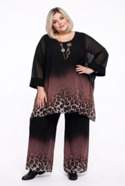 SASHA GRANDE oversized chiffon A-lijn tuniek+ broek/zwart