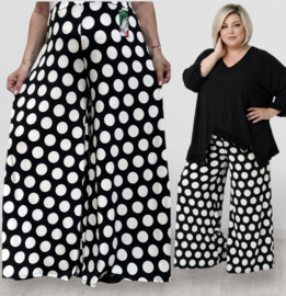 ITALY Mode jersey viscose  wijde broek apart /zeer rekbaar/zwart/wit