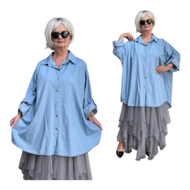 ITALIA oversized katoen jeans blouse/hemd/in meerdere kleuren