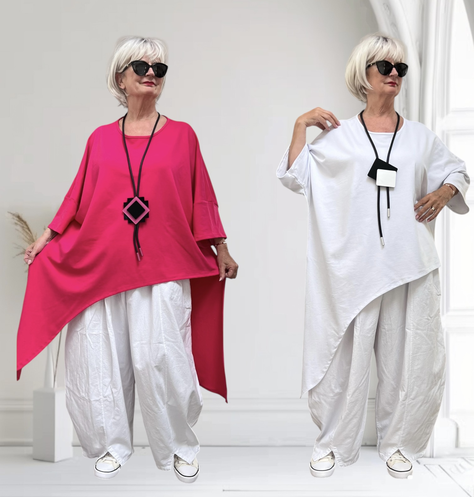 ITALIA MODA oversized katoen A-lijn tuniek stretch/in meerdere kleuren