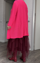 AKH gebreide oversized A-lijn katoen vest/blazer apart stretch