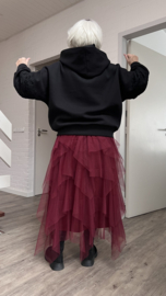 H-4 BLACK oversized katoen joggingstof top zwart/premium kwaliteit/stretch