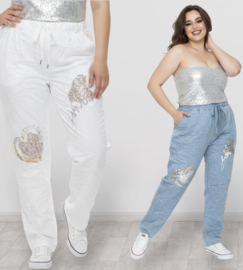 ITALIA katoen jeans broek met hart/apart/ veel stretch/in meerdere kleuren 