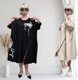 ITALIA MODA oversized katoen A-lijn jurk/tuniek stretch/in meerdere kleuren