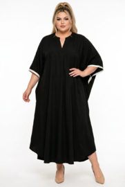 ITALIA MODA viscose jurk/kaftan zwart