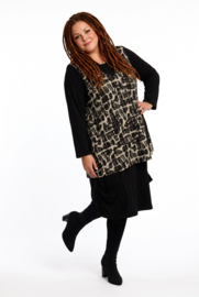 AKH A-lijn jurk + top apart zwart/wit /stretch