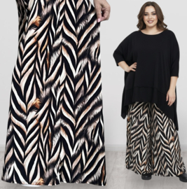 ITALY Mode jersey viscose  wijde broek apart /zeer rekbaar/zwart/wit/beige