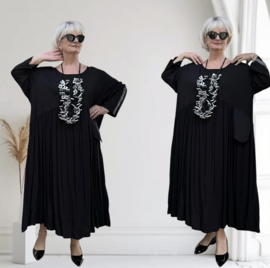 Vincenzo Allocca oversized katoen A-lijn jurk apart zwart/stretch