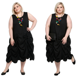 Moonshine katoen A-lijn jurk stretch/zwart