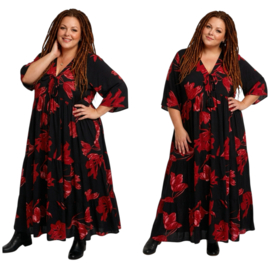 Vincenzo Allocca oversized viscose  BOHO A-lijn jurk apart/zwart
