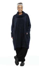 AKH oversized zachte astrakan tuniek met col /apart/donkerblauw