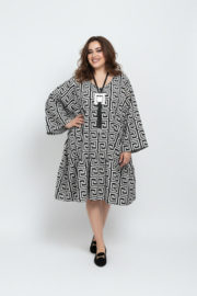 ITALIA  MODA  viscose wijde jurk apart zwart/wit
