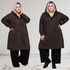 AKH oversized viscose jersey blazer met capuchon stretch/chocoladebruin