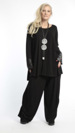 AKH oversized tricot viscose A-lijn tuniek/top apart stretch zwart