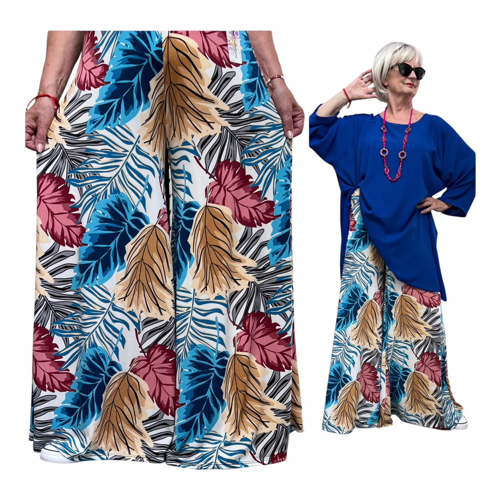 ITALY Mode jersey viscose  wijde broek apart /zeer rekbaar