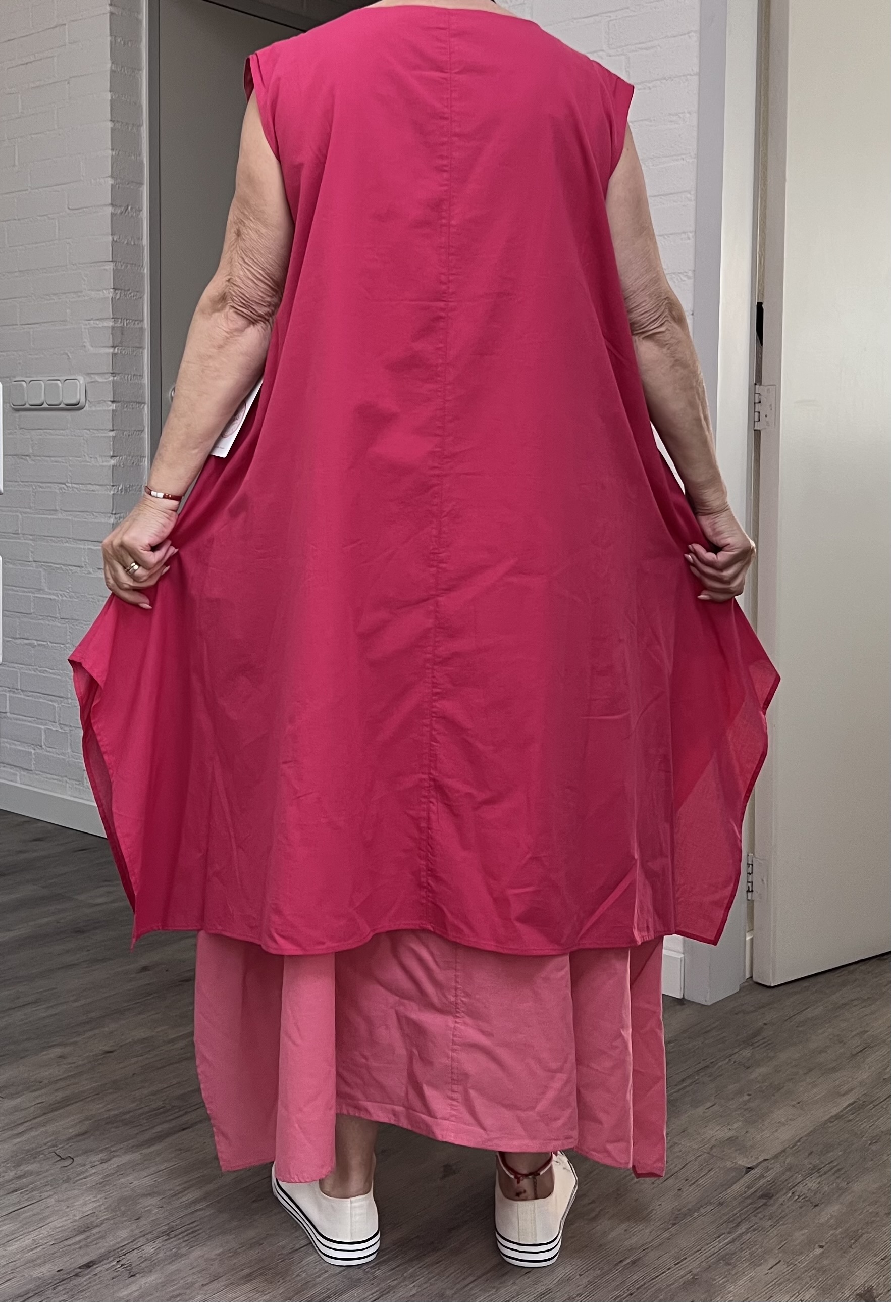 ALYANS oversized katoen dubbele A-lijn jurk