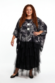 ITALIA MODA viscose tuniek/poncho met kant en ketting /stretch/meerdere kleuren