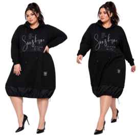 ITALIA MODA oversized katoen ballon jurk stretch zwart