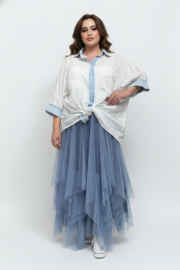 S.Woman oversized katoen blouse/hemd met kant