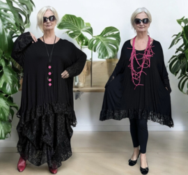 AKH oversized viscose A-lijn tuniek met glitter KANT stretch