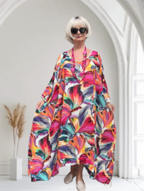 Francesca Romantica oversized A-lijn viscose chiffon overjurk met touwtjes  apart (extra groot)