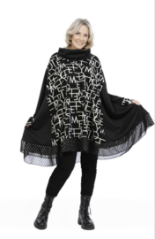 AKH oversized viscose A-lijn tuniek  apart zwart/grijs stretch