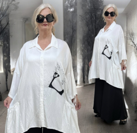 IZZY Style viscose hemd/blouse/tuniek  wit