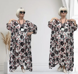 Francesca Romantica oversized A-lijn viscose chiffon overjurk met touwtjes  apart (extra groot)