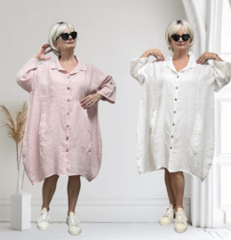 Moonshine linnen A-lijn jurk/hemd/tuniek met knoopsluiting  apart/in meerdere kleuren