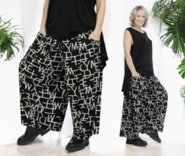 AKH oversized viscose broek stretch zwart/grijs