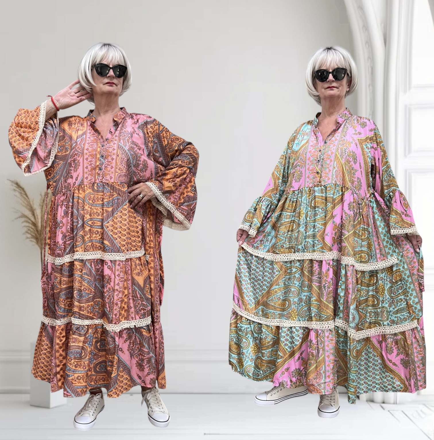 UNIDIVA  oversized viscose/zijde  A-lijn zomer jurk/in meerdere kleuren