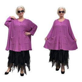 AKH gebreide oversized A-lijn katoen vest/blazer apart stretch