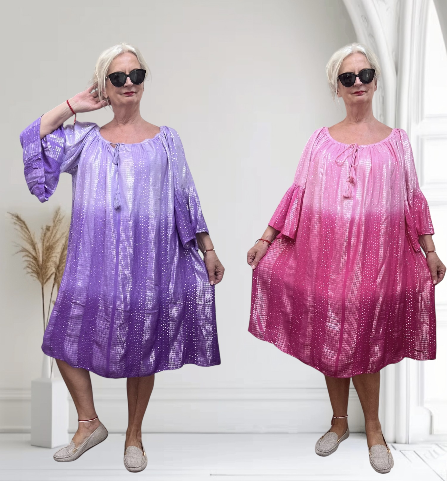 UNIDIVA viscose BOHO jurk gevoerd apart/in meerdere kleuren