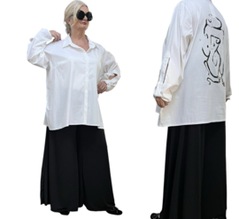 Jean Marc Philippe katoen blouse/hemd wit/zwart