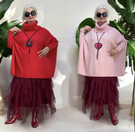 ITALIA oversized viscose mix gebreide top/tuniek met col  /in meerdere kleuren