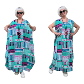 AKH oversized chique viscose  A-lijn  jurk apart/niet doorschijnend