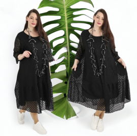 AKH viscose A-lijn KANTEN jurk met zakken gevoerd /apart stretch