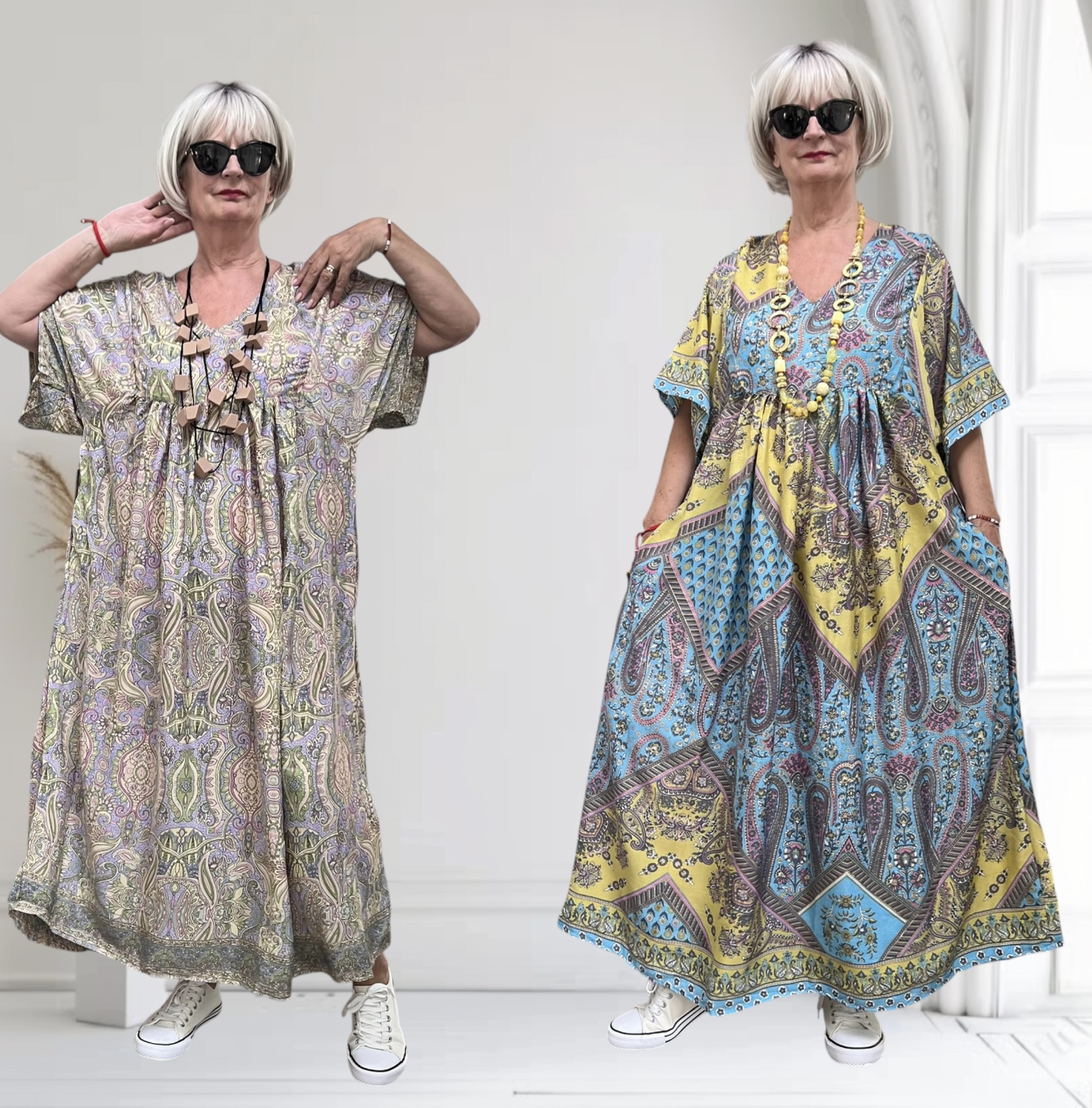 ITALIA oversized viscose/zijde A-lijn zomer jurk/in meerdere kleuren