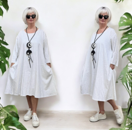 AKH oversized linnen mix A-lijn jurk/tuniek met zakken apart